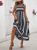 Printed Square Neck Wide Strap Cami Dress - Trendsi