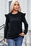 Frill Mock Neck Ruffled Balloon Sleeve Blouse - Trendsi - Flyclothing LLC