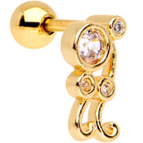 Clear CZ Gem Gold Tone Anodized Sassy Swirl Cartilage Tragus Earring - BodyCandy - Flyclothing LLC