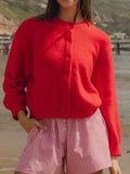 Button Down Long Sleeve Cardigan - Trendsi