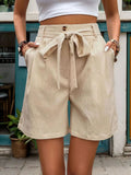 Tied High Waist Shorts with Pockets - Trendsi