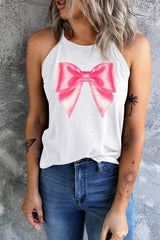 Bow Graphic Grecian Neck Tank - Trendsi - Flyclothing LLC