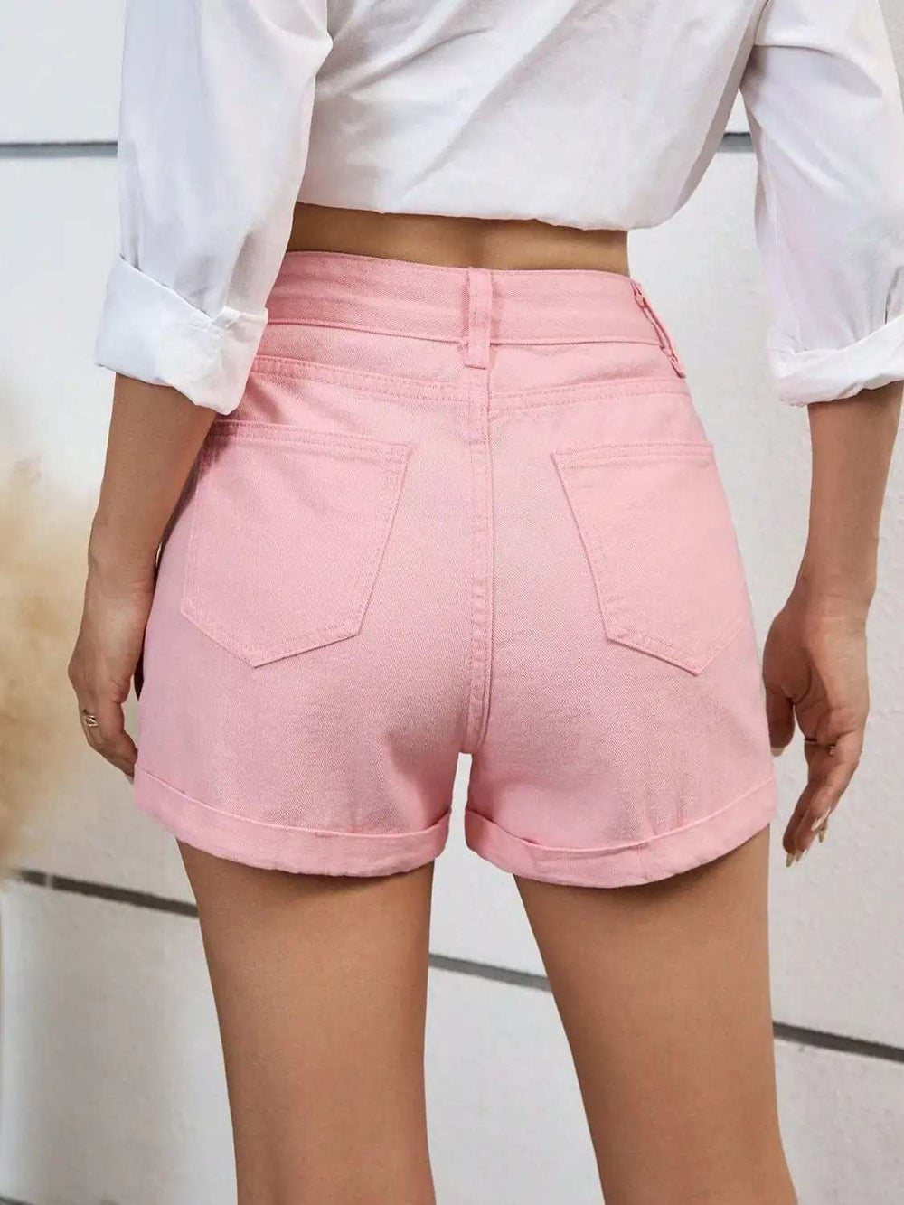 High Waist Denim Shorts - Trendsi - Flyclothing LLC