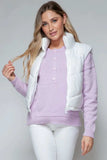 Snobbish Zip Up Turtleneck Shiny Quilted Vest - Trendsi - Flyclothing LLC