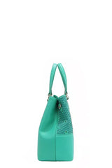 Nicole Lee USA Monogram Pattern Handbag with Rhinestones Decor - Trendsi - Flyclothing LLC