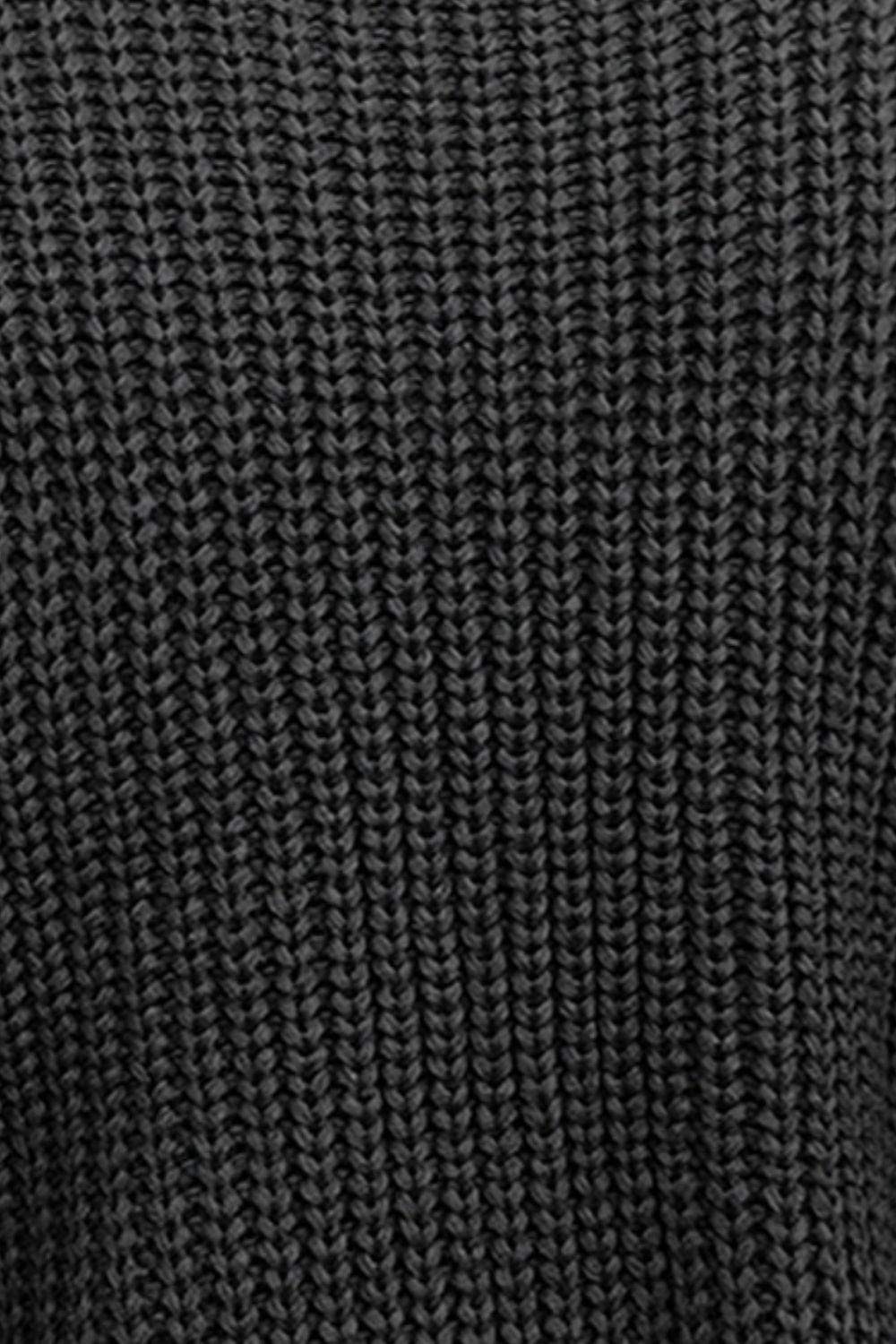 Cable-Knit Mock Neck Cap Sleeve Sweater - Trendsi - Flyclothing LLC