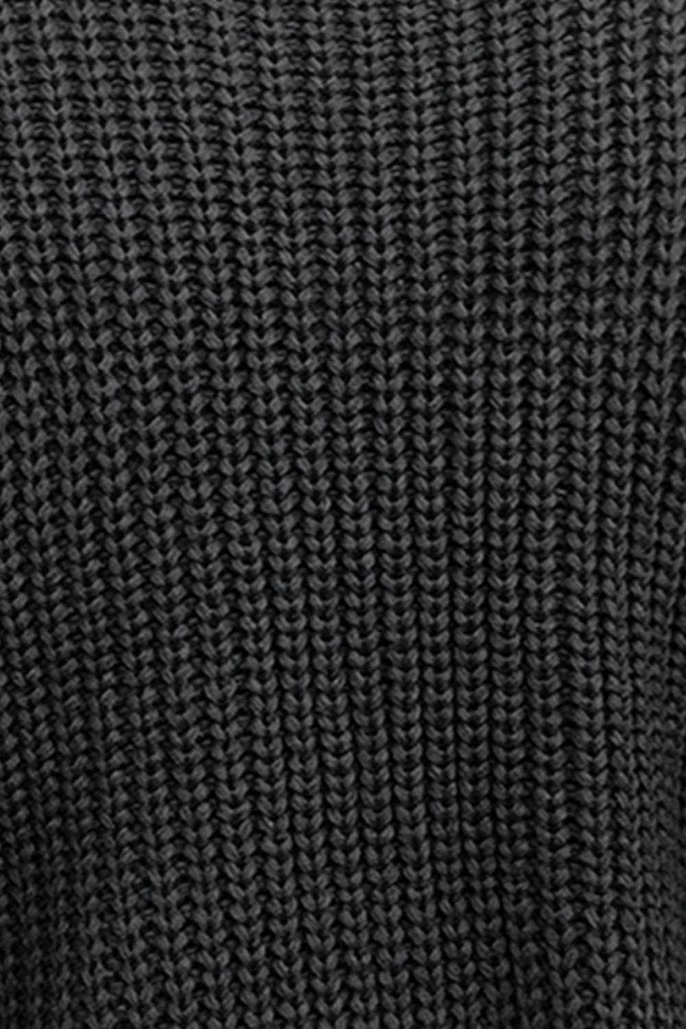Cable-Knit Mock Neck Cap Sleeve Sweater - Trendsi - Flyclothing LLC