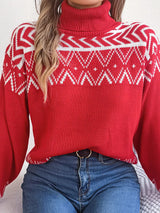 Turtleneck Dropped Shoulder Sweater - Trendsi - Flyclothing LLC