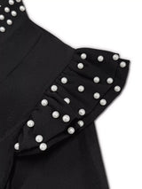 Pearl Embellished Shoulder Zip Up Jacket - Trendsi - Flyclothing LLC