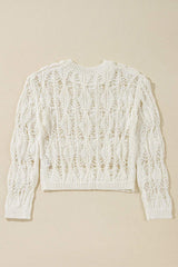 Cutout Round Neck Long Sleeve Knit Cover Up - Trendsi - Flyclothing LLC