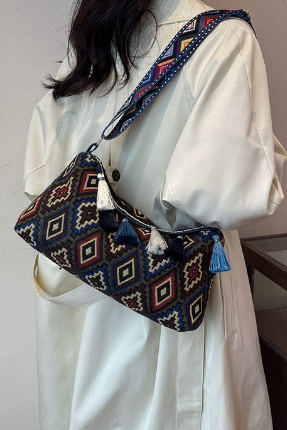 Tassel Adjustable Strap Shoulder Bag - Trendsi - Flyclothing LLC