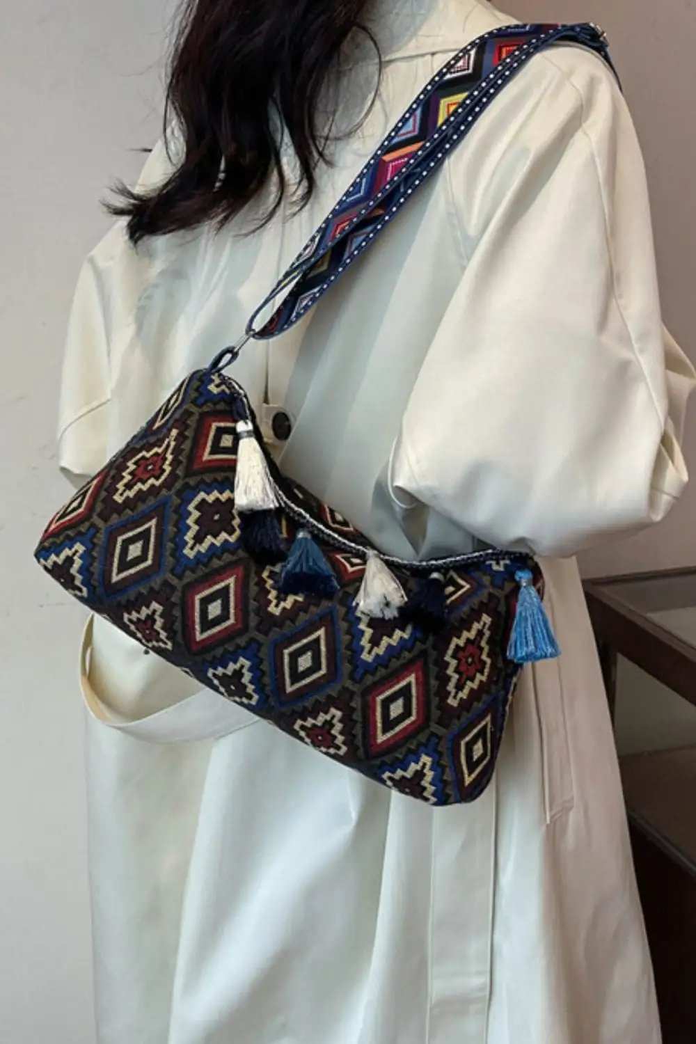 Tassel Adjustable Strap Shoulder Bag - Trendsi - Flyclothing LLC