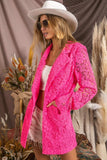 BiBi Single-Breasted Long Sleeve Lace Blazer - Trendsi - Flyclothing LLC