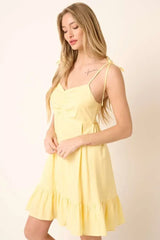 Mittoshop Ruched Detail Spaghetti Tie Mini Dress - Trendsi - Flyclothing LLC