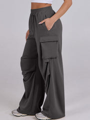 Elastic Waist Wide Leg Pants with Pockets - Trendsi