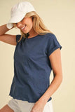 Aemi + Co Lettuce Edge Round Neck Short Sleeve T-Shirt - Trendsi - Flyclothing LLC