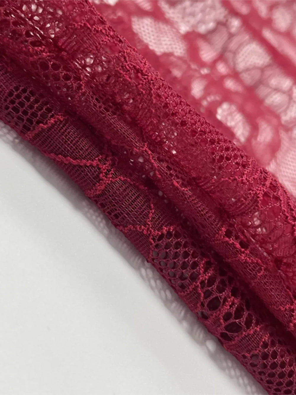 Lace Sheer Mock Neck Long Sleeve Maxi Dress - Trendsi - Flyclothing LLC