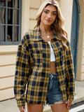 Plaid Collared Neck Long Sleeve Shirt - Trendsi - Flyclothing LLC