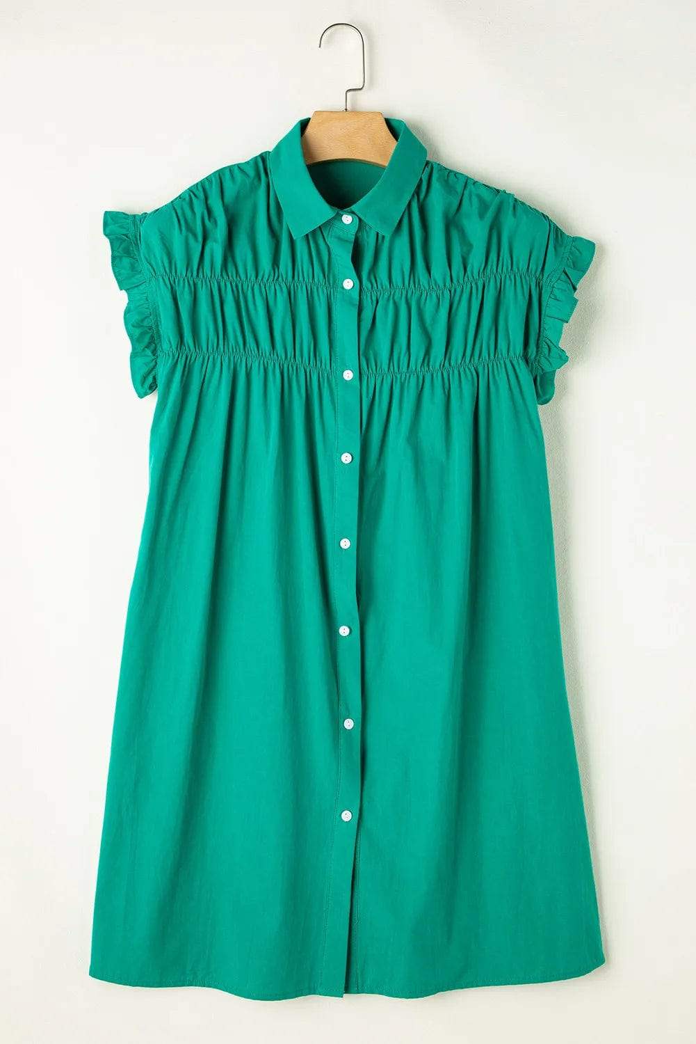 Collared Neck Flounce Sleeve Dress - Trendsi - Flyclothing LLC
