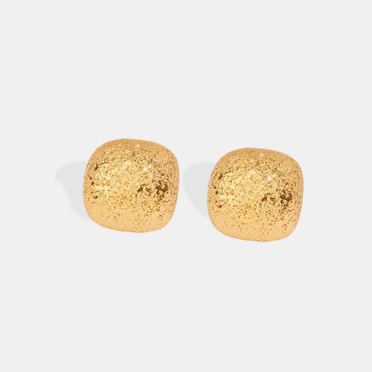 Gold-Plated Geometric Stud Earrings - Trendsi