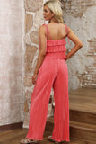 Layered Tie Shoulder Top and Wide Leg Pants Set - Trendsi