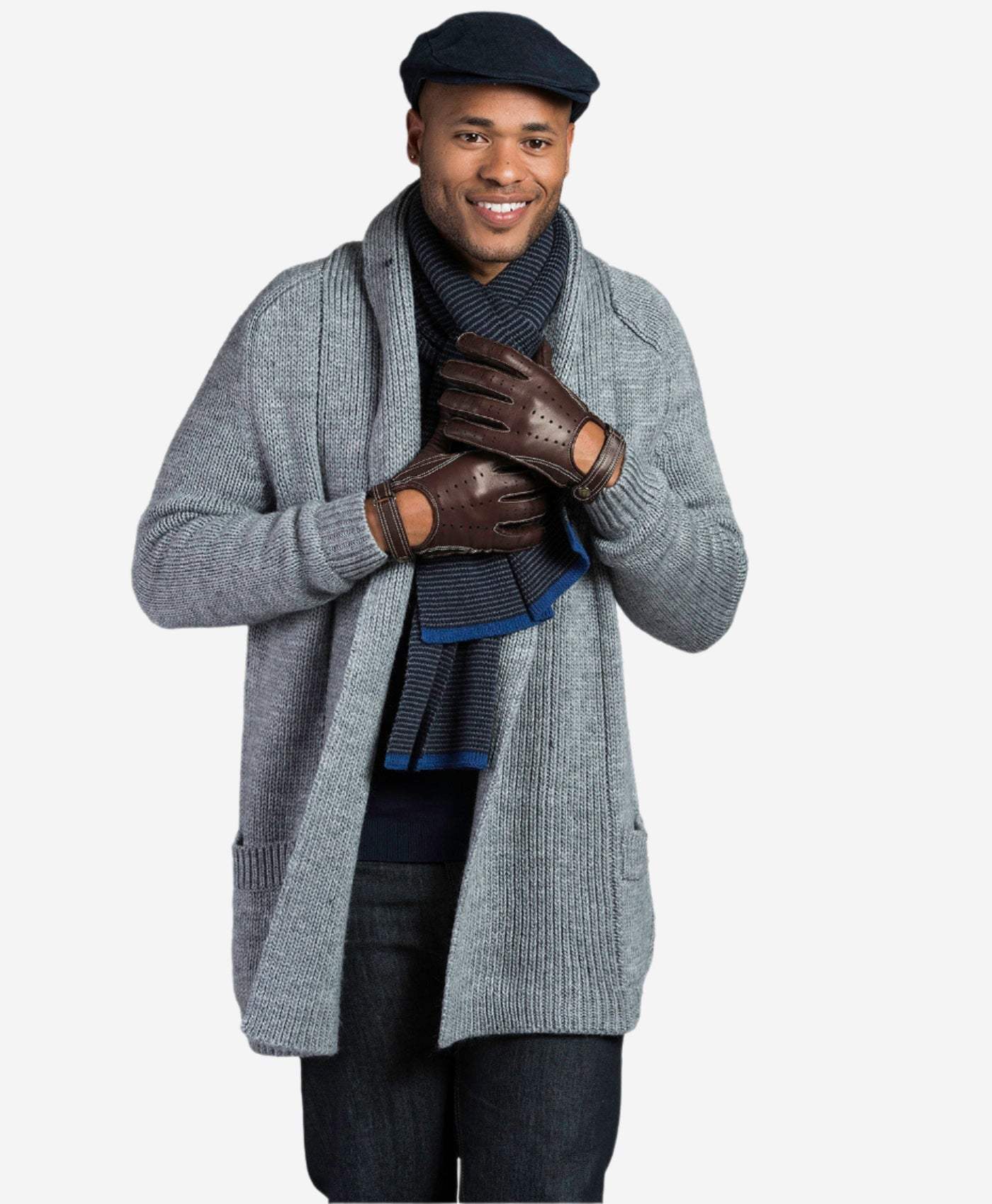 CD3528 (brown) -Men’s Italian leather driving gloves with cashmere lining