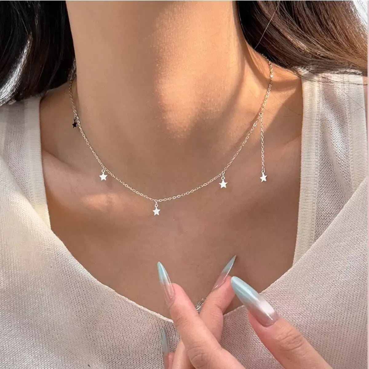 925 Sterling Silver Star Charm Necklace - Trendsi - Flyclothing LLC