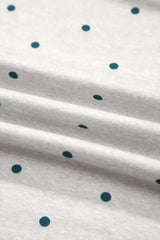 Polka Dot Print Piping Trim 3/4 Sleeve Relaxed Top - Trendsi - Flyclothing LLC