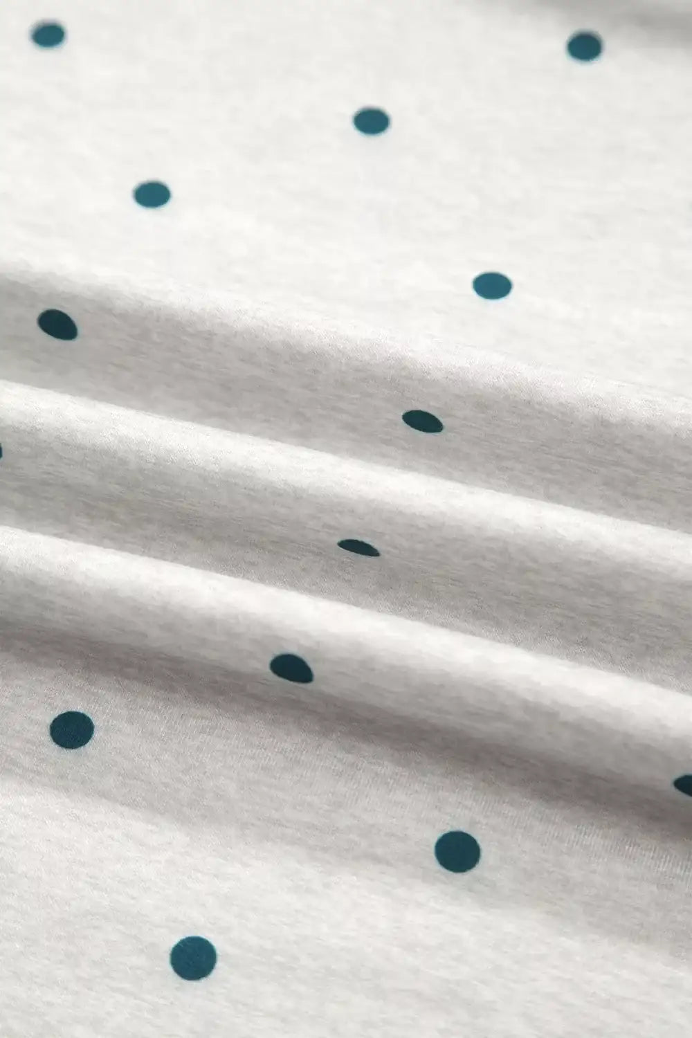 Polka Dot Print Piping Trim 3/4 Sleeve Relaxed Top - Trendsi - Flyclothing LLC