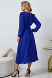 V-Neck Long Sleeve Tie Waist Midi Dress - Trendsi - Flyclothing LLC