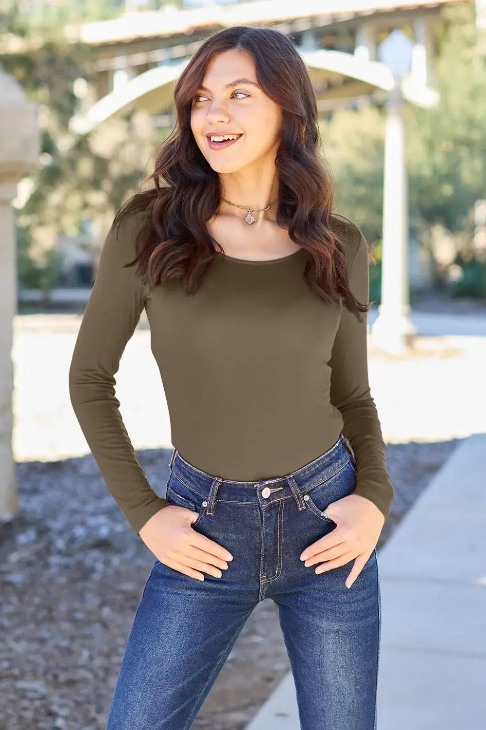 Basic Bae Full Size Round Neck Long Sleeve Bodysuit - ShopBasicbae - Flyclothing LLC