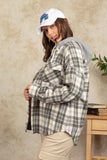 Drawstring Plaid Long Sleeve Hooded Jacket - Trendsi - Flyclothing LLC