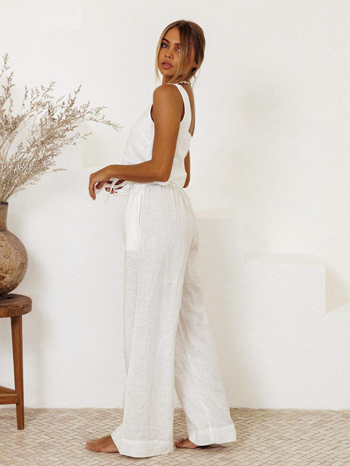 Square Neck Sleeveless Top and Pants Set - Trendsi - Flyclothing LLC