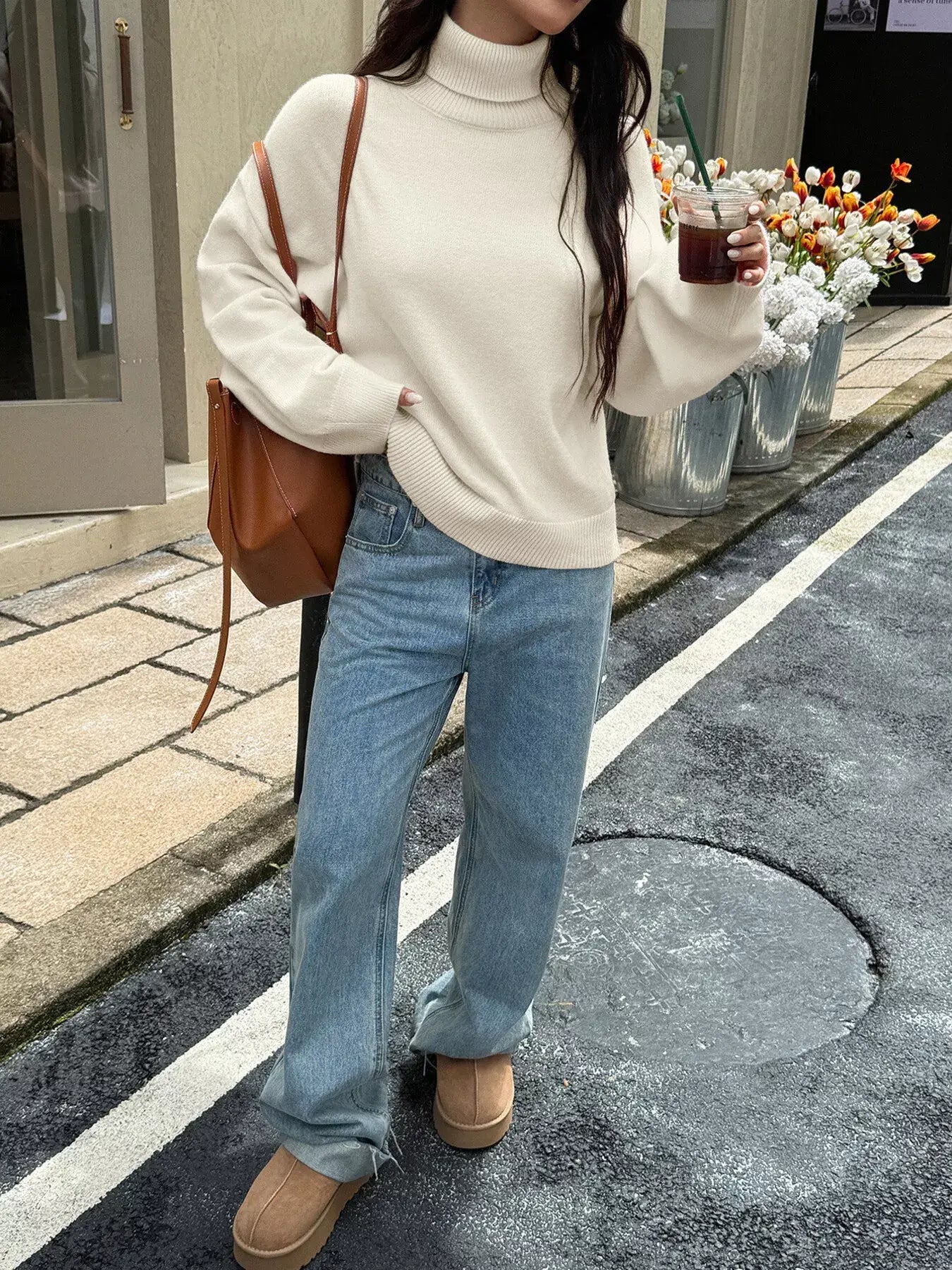Turtleneck Long Sleeve Sweater - Trendsi - Flyclothing LLC
