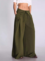 High-Waisted Wide-Leg Pinstripe Pants - Trendsi - Flyclothing LLC