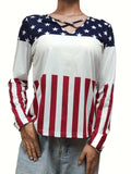 Crisscross Color Block Long Sleeve T-Shirt - Trendsi - Flyclothing LLC