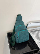 Corduroy Solid Color Crossbody Bag - Trendsi - Flyclothing LLC