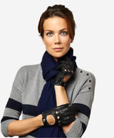 CD4266 (black) - Women’s Italian leather driving gloves with contrast stitching - Leather Gloves Online - Flyclothing LLC