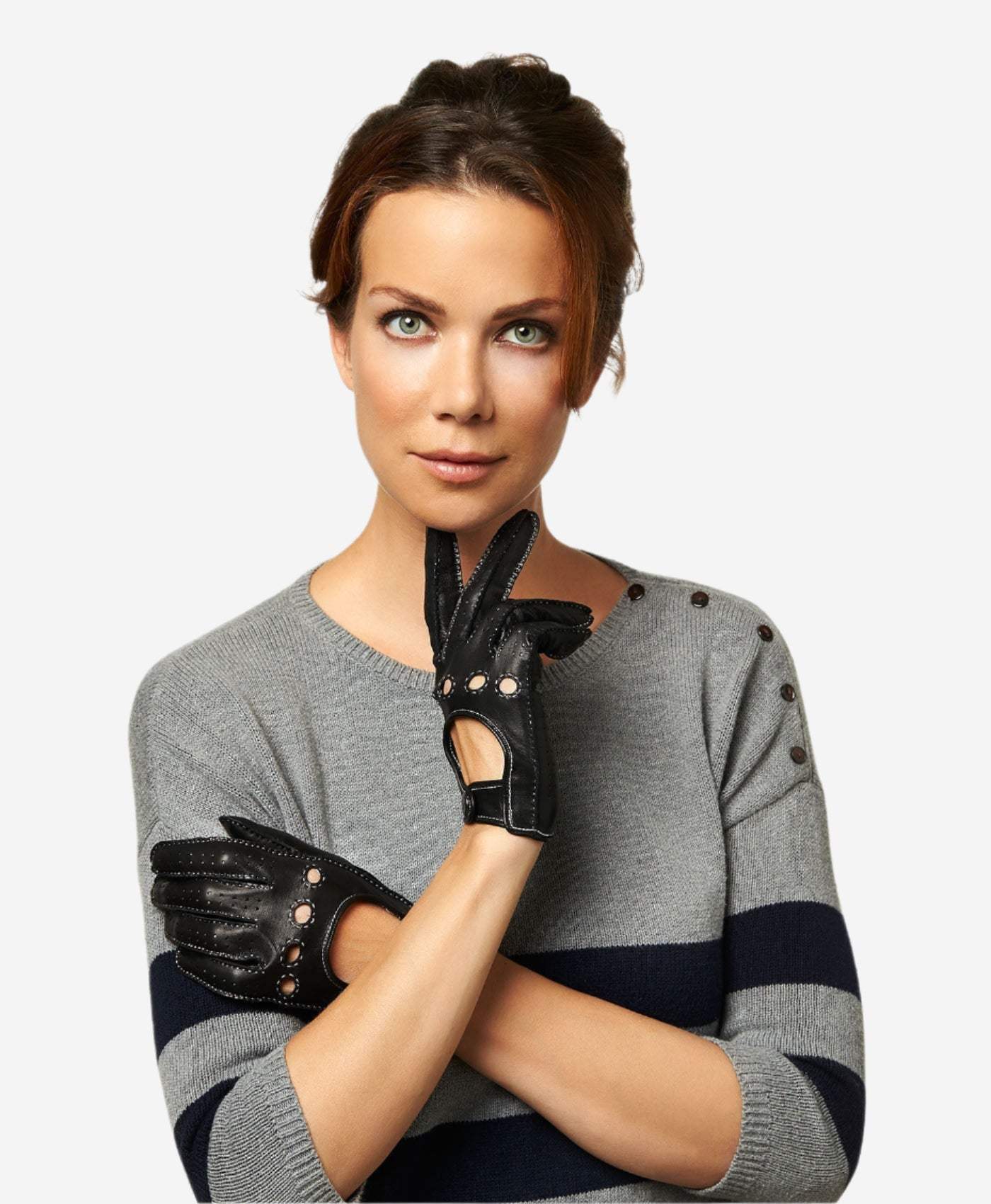 CD4266 (black) - Women’s Italian leather driving gloves with contrast stitching - Leather Gloves Online - Flyclothing LLC