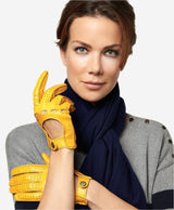 CD4266 (yellow) - Women’s Italian leather driving gloves with contrast stitching