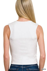 Zenana Ribbed Seamless Double Layered Square Neck Tank - Trendsi - Flyclothing LLC
