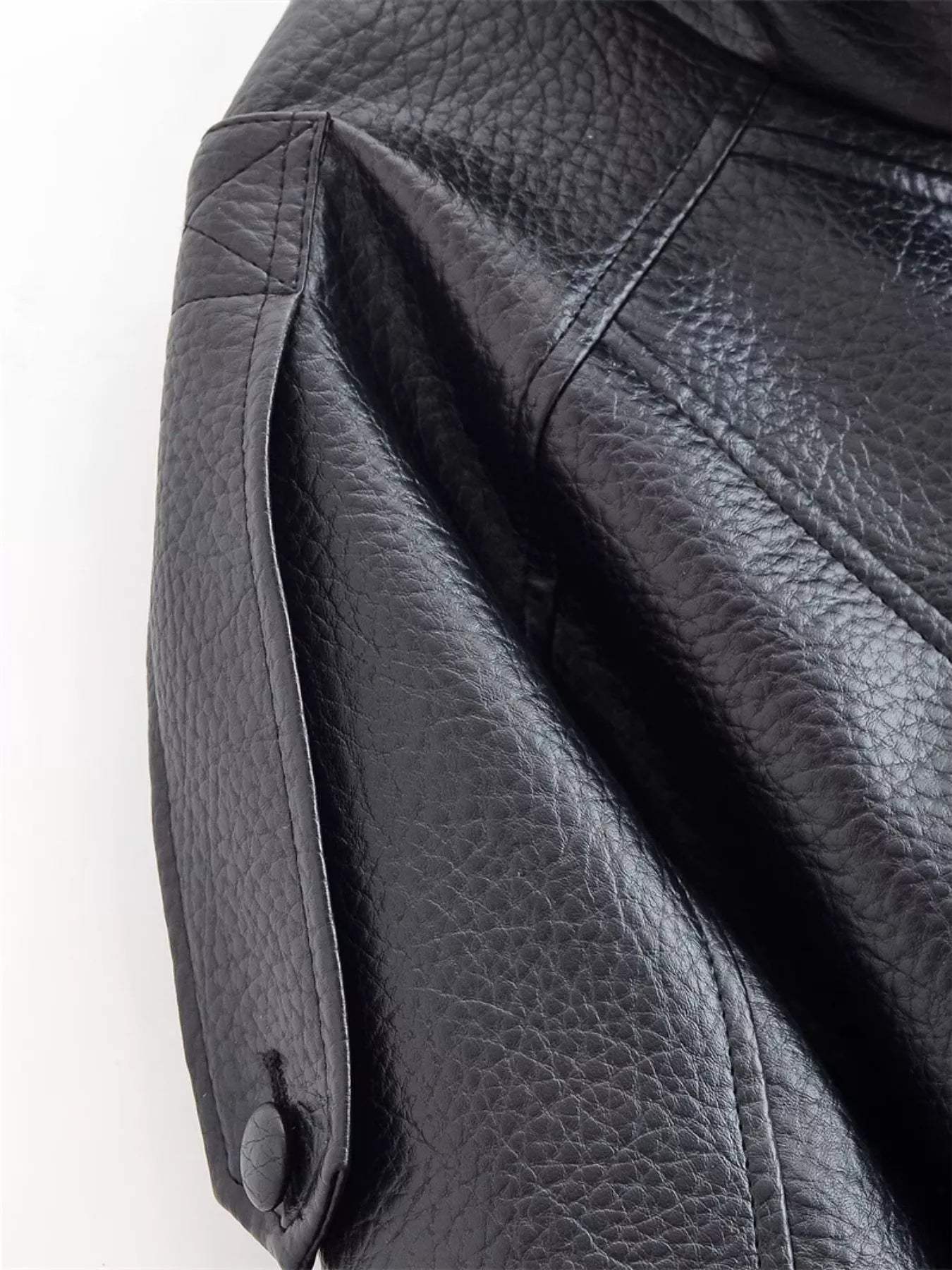 Asymmetrical Faux Leather Moto Jacket - Trendsi - Flyclothing LLC
