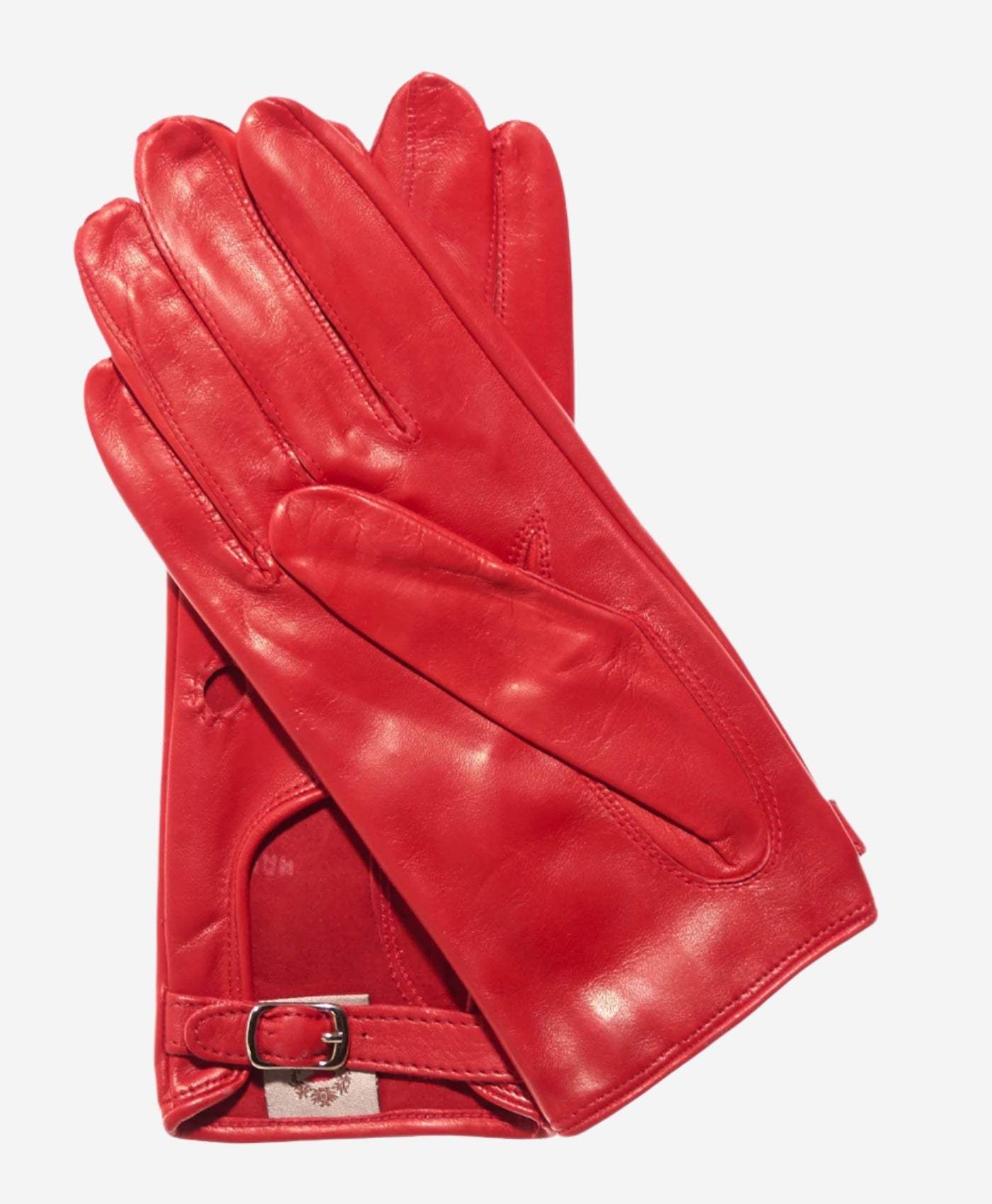 CD4814 (red) - Women’s Italian leather driving gloves with buckled strap