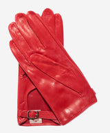 CD4814 (red) - Women’s Italian leather driving gloves with buckled strap