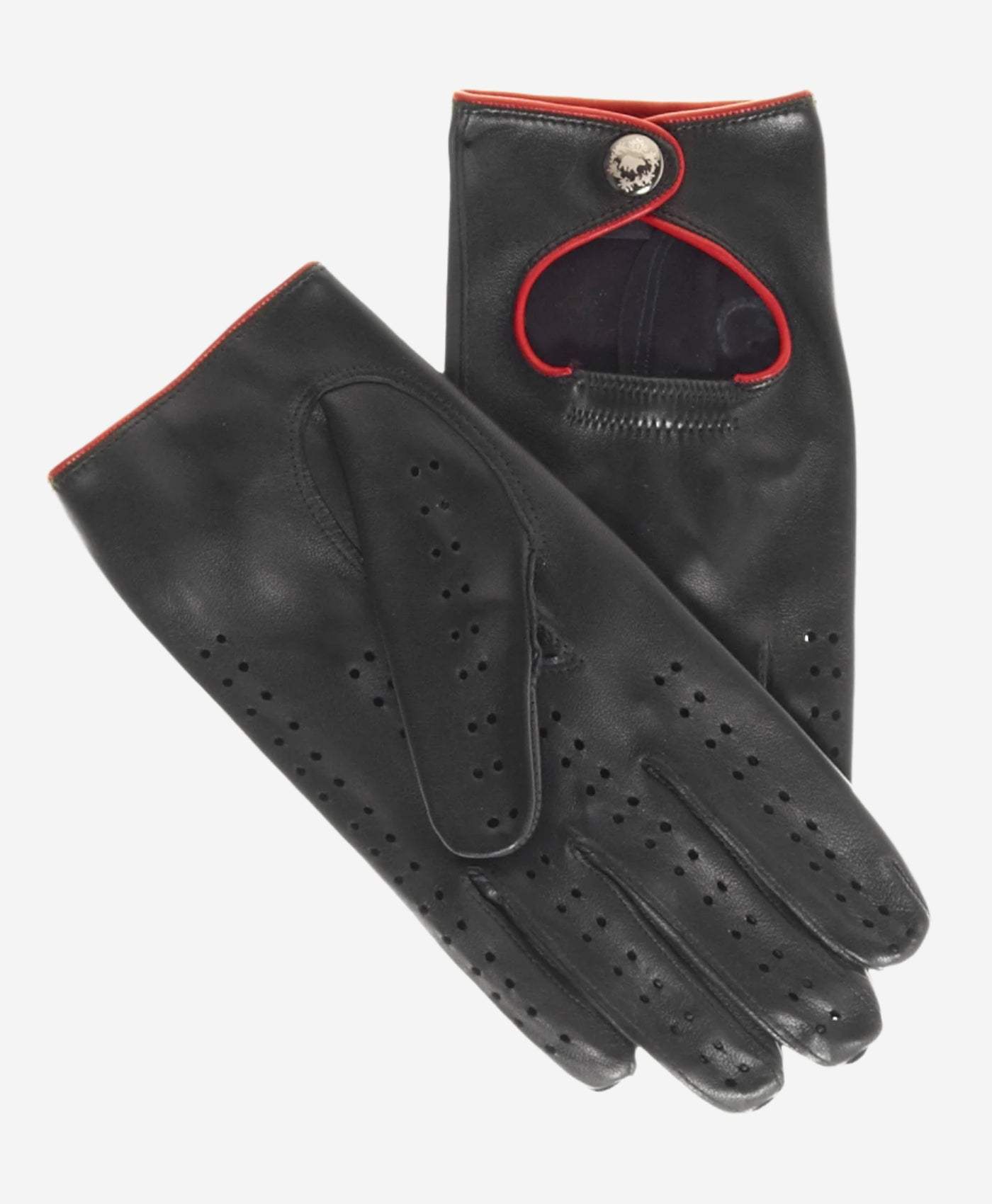 CD4927 (black) - Women’s Italian leather driving gloves with accent piping