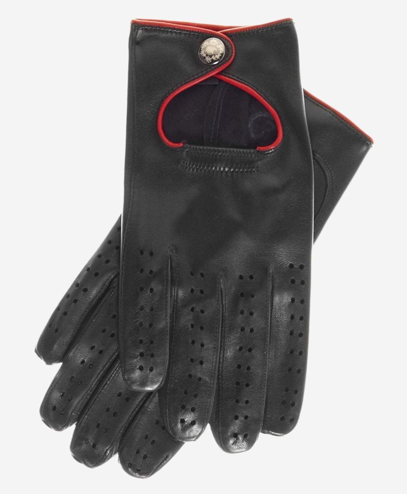 CD4927 (black) - Women’s Italian leather driving gloves with accent piping