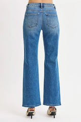 RISEN Full Size High Rise Ankle Straight Front Body Distressed Jeans Plus Size - Trendsi - Flyclothing LLC