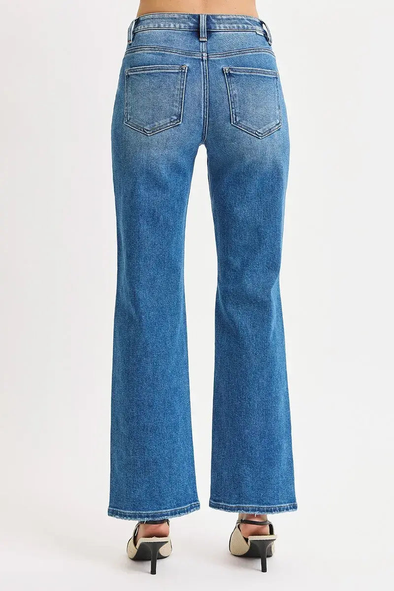RISEN Full Size High Rise Ankle Straight Front Body Distressed Jeans Plus Size - Trendsi - Flyclothing LLC