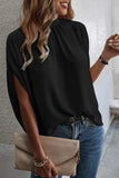 Tie Back Slit Half Sleeve Blouse - Trendsi