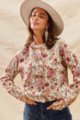 SO ME Floral Print Button Front Sweater Cardigan - Trendsi - Flyclothing LLC